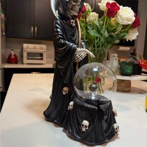 Grim Reaper Halloween Decor with Crystal Plasma Tesla BALL